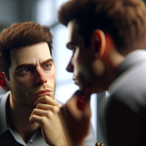 매일 거울 보기, 자기객관화의 시작일까? 관련 이미지